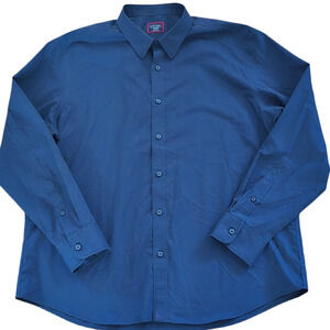 Untuckit Men’s Solid Blue Wrinkle free Button Down Shirt, Size 2XL